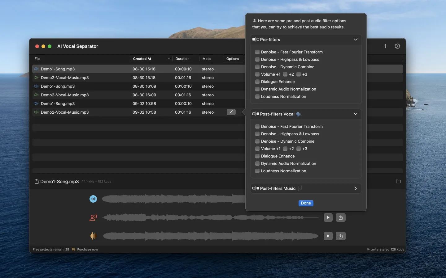Tune the result before export. — Vocal Separator